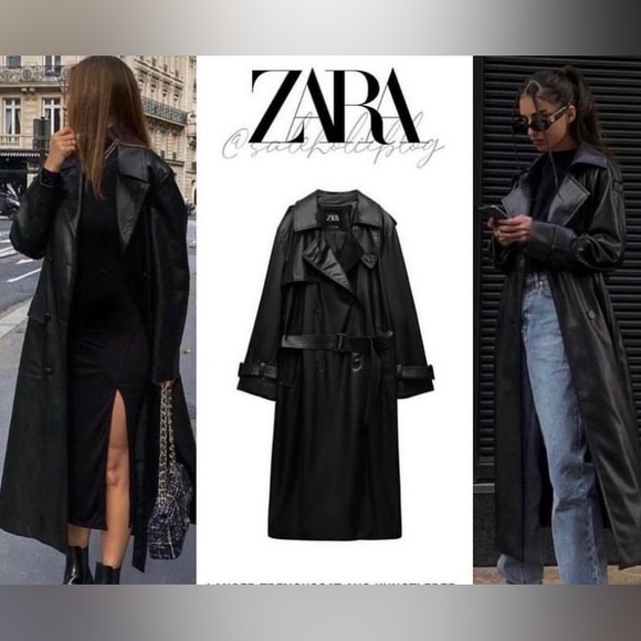 ZARA faux leather longline trench - Picture 4 of 6